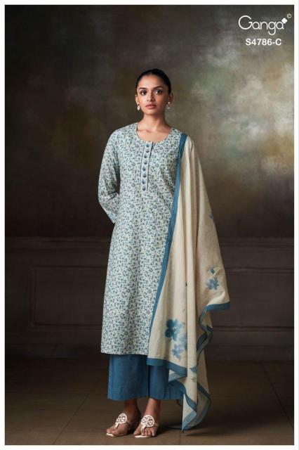 Ganga ketzia 4786 embroidery cotton dress material wholesale price in